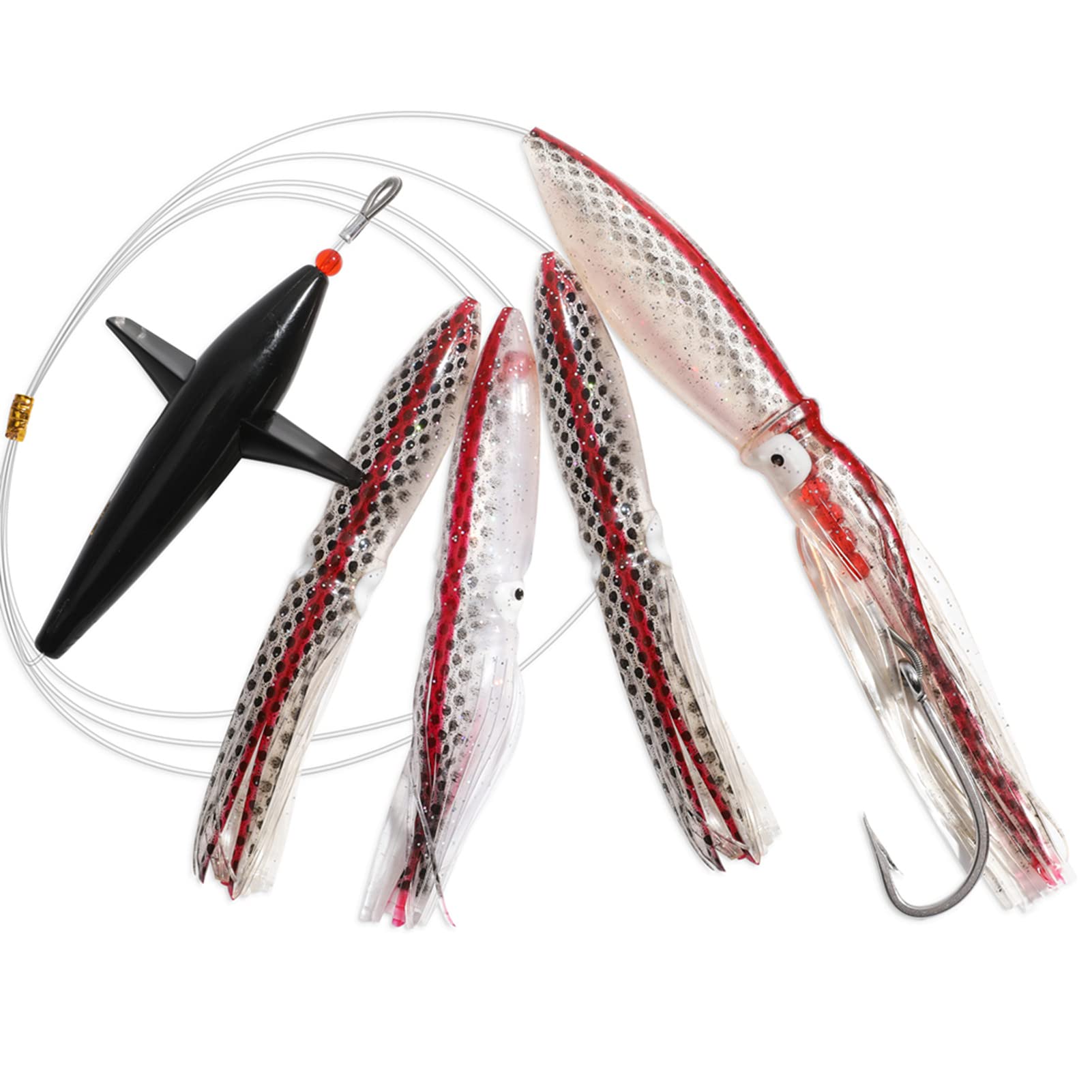 OCEAN CAT Saltwater Trolling Fishing Lures Bird Teaser for Fishing with Rigged Hook 8/0 for Mahi, Tuna, Wahoo and Big Game Fish (Silver)