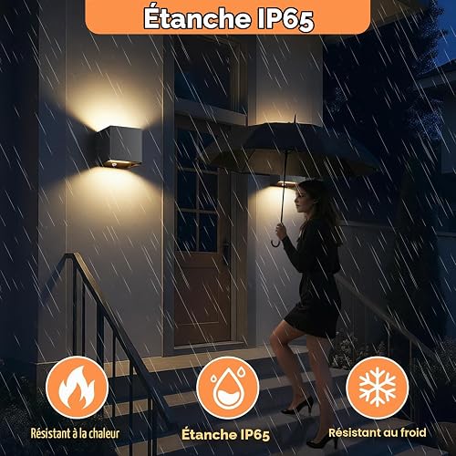 KYOTECH LED Lampada Murale Interno/Esterno con Sensore di Movimento 3000K 6W 820LM, Lampada Murale Esterna IP65 con Lampadina LED G9 Sostituisibile e Angolo di Radiazione Regolabile, 2 Pezzi Nero - 4