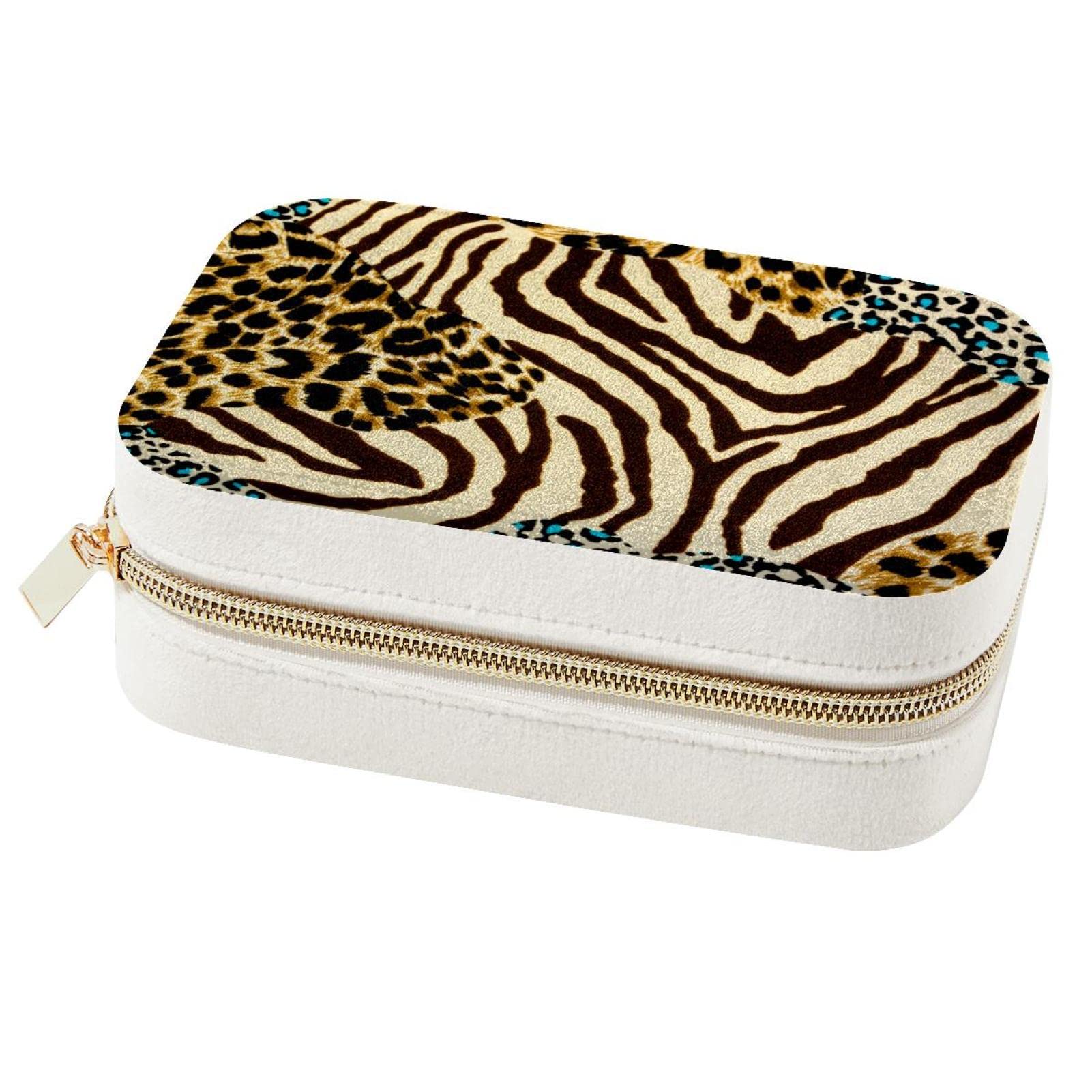 Boîte à bijoux portable pour éviter les colliers emmêlés en voyage avec motif léopard