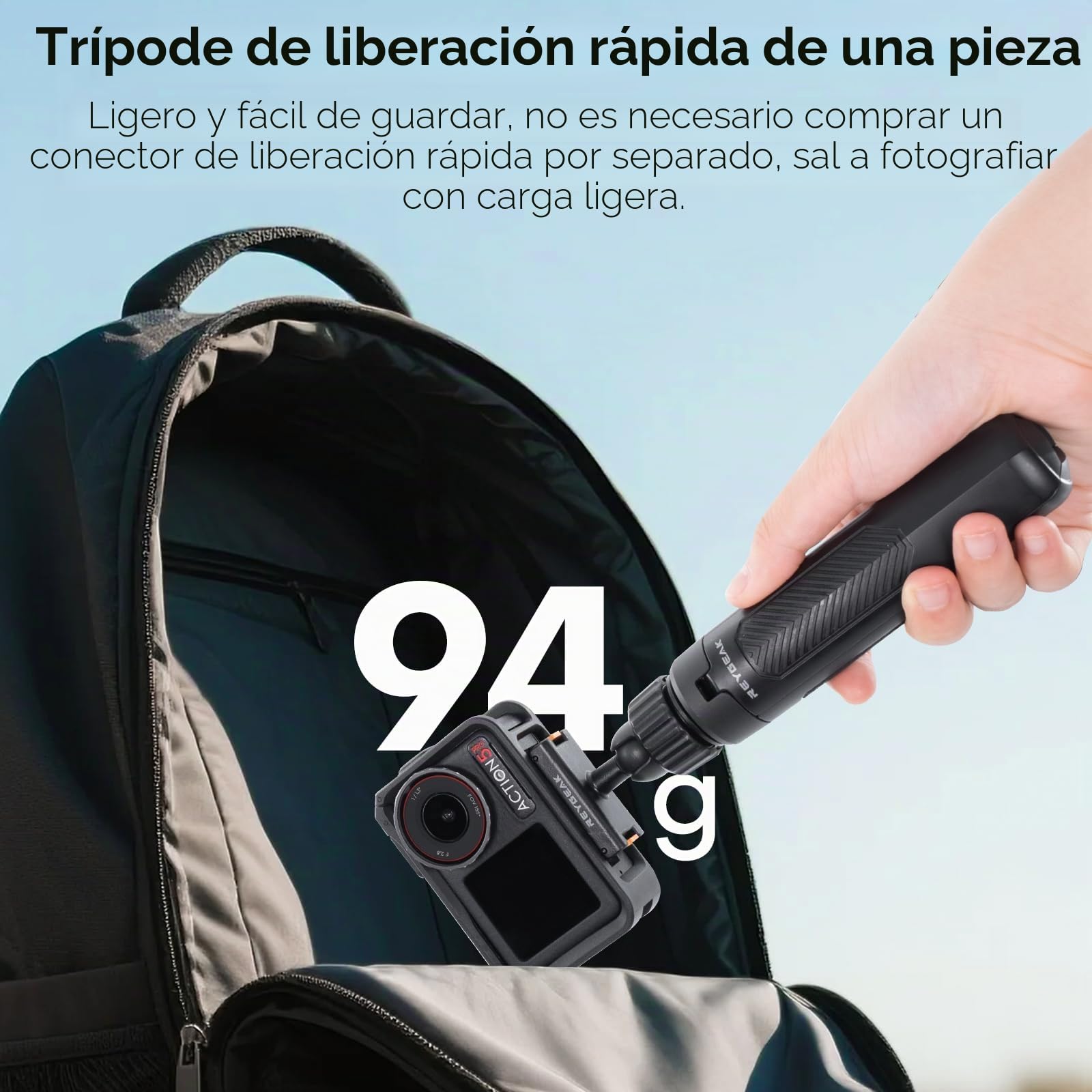 REYGEAK Ojo magnético Todo en uno, Palo Selfie Desmontable rápido, Varilla de extensión Osmo Action Mini Compatible con Osmo Action 3, Osmo Action 4, Osmo Action 5 Pro