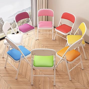 4 Pack Folding Chairs with Padded Seats, Foldable Chairs with Steel Frame for Indoor Outdoor 440lb Capacity Metal Folding Chair for Home Office Party Event(Pink)