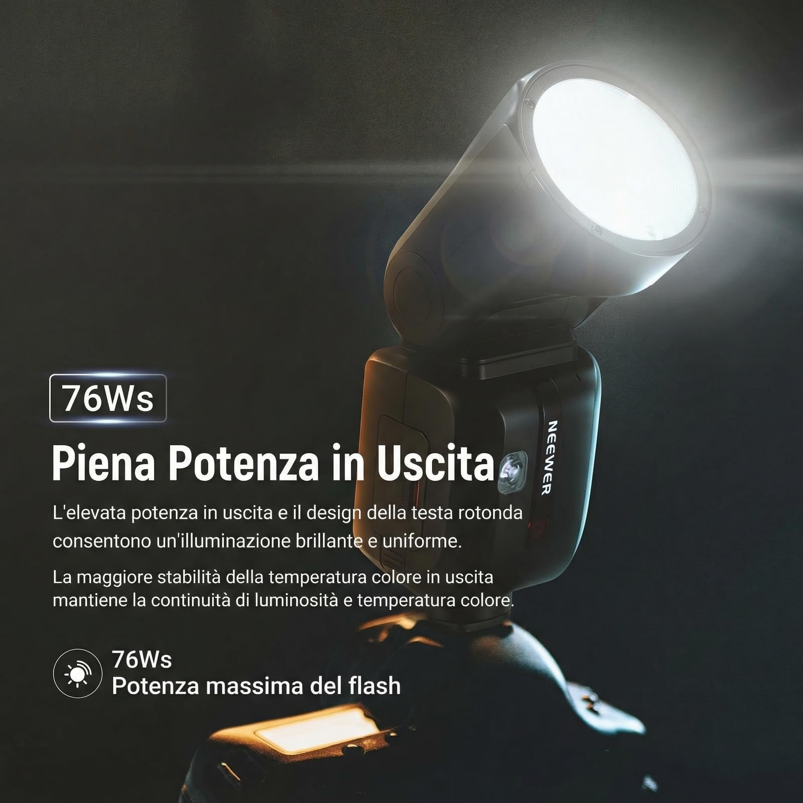 NEEWER Z2PRO-C Flash Speedlite 2.4G TTL 76Ws 1/8000s HSS Testa Rotonda Compatibile Canon