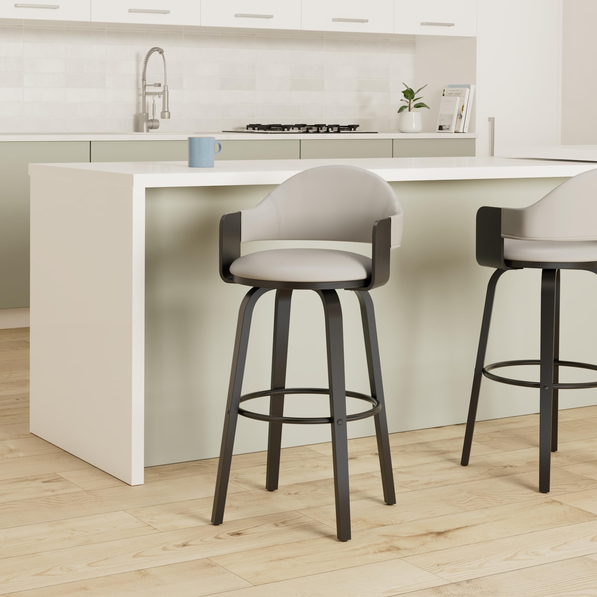 Armen Living Daxton Mid Century Modern Swivel Bar Stool for Kitchen