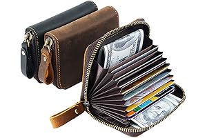 Vintage RFID Crazy Horse Leather Card Holder Cash Wallet with Zipper Purse...