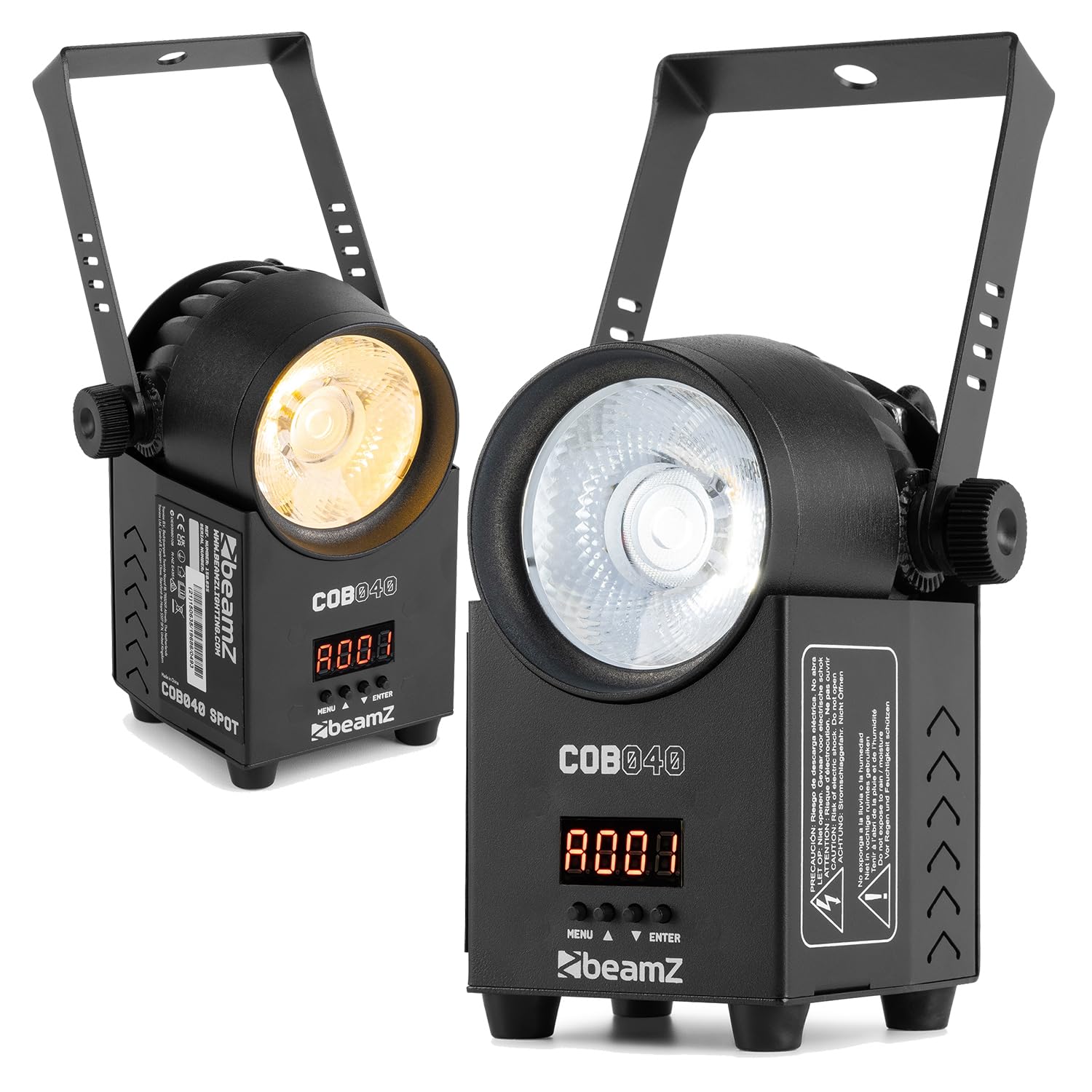 2X BeamZ COB LED Stage Spot Light Set with DMX, 40W Warm White and Cool White Theatre Spot Lights, 20 Degree Beam, Compact Lighting for Stage, Display and Exhibition Use