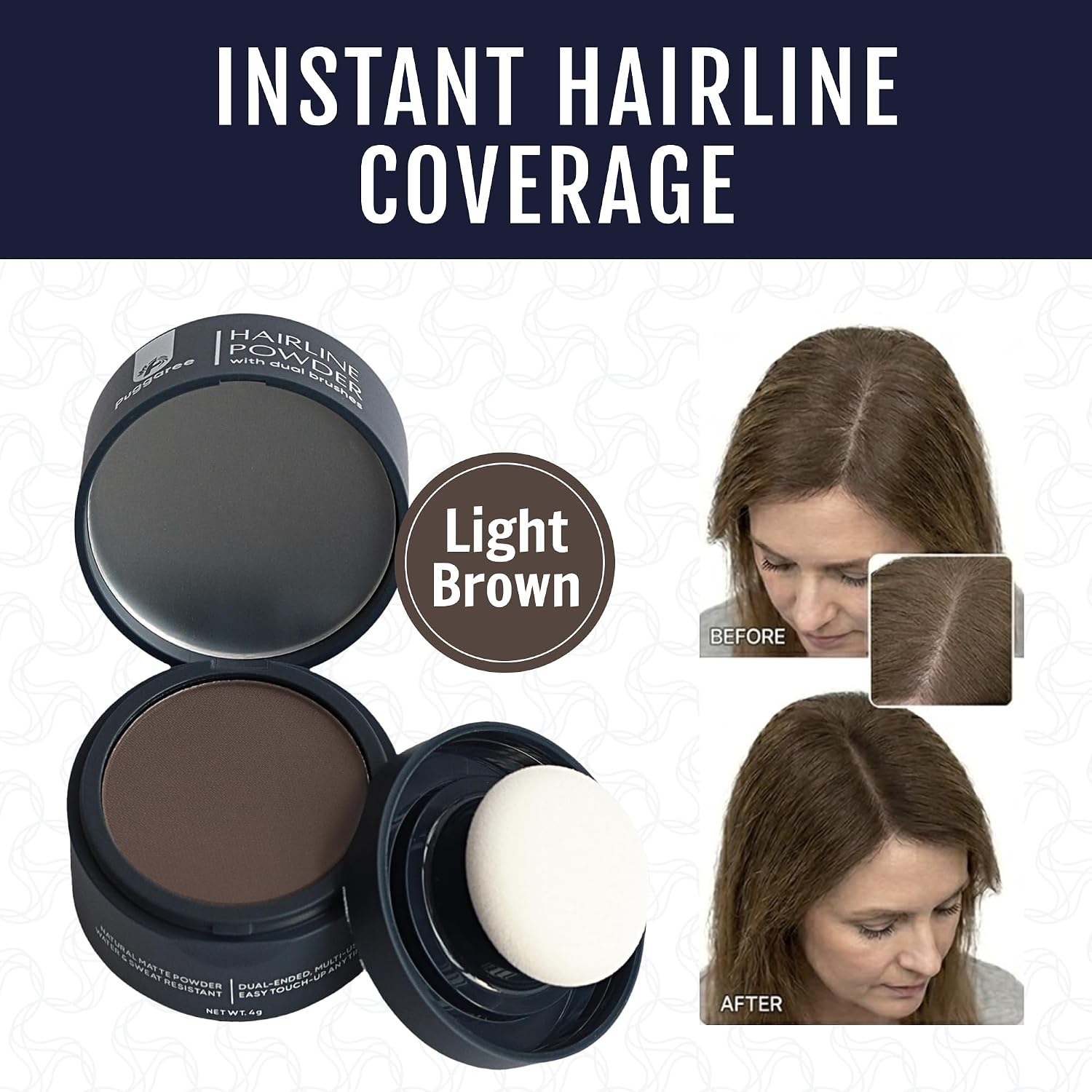 Hairline Powder – Root Touch Up Hair Color for Gray Coverage, Bald Spot Concealer Hair Powder for Women & Men, Long-Lasting Root Cover Powder, Natural Looking Hairline Fill （#03 Light Brown）