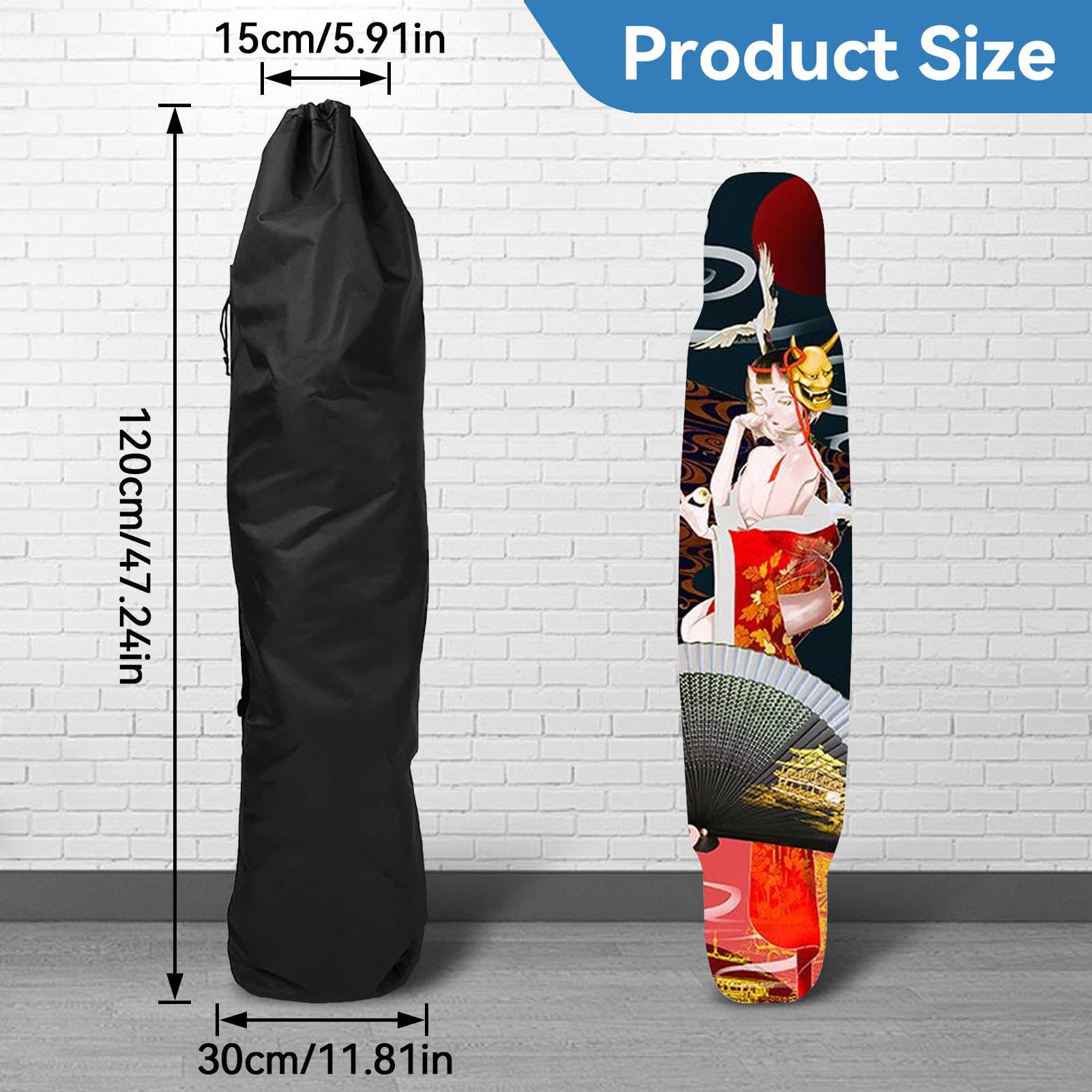 Cyrank Sac à Longboard et Skateboard - Housse De Protection pour Planche à Roulettes et Scooter Électrique Plié en Oxford - 120 X 30 X 15 Cm