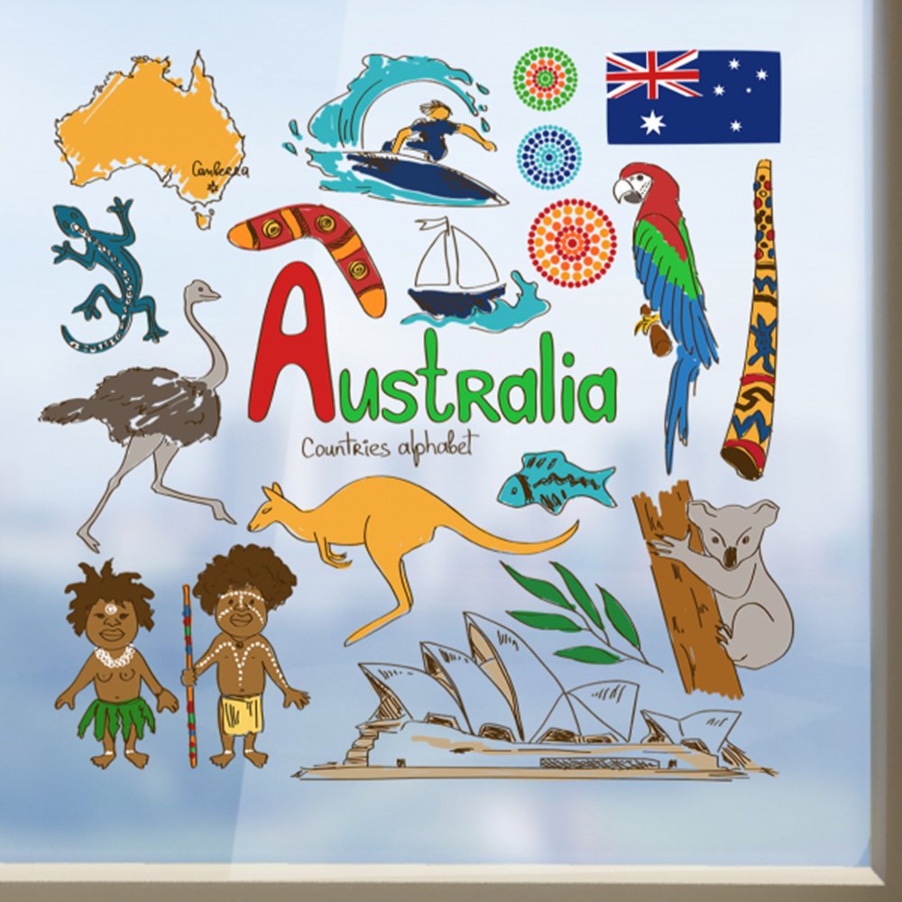 Décor de mur vinyle Australie autocollant imperméable chambre grand sticker 80cm