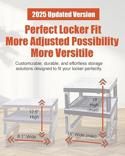 Miniatura 8 de Estante organizador de casilleros, ancho y altura ajustables, ideal para casilleros de escuela, oficina y gimnasio (paquete de 2 unidades)
