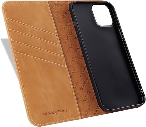 Miniatura 9 de VISOUL Funda para iPhone 12 Pro Max de 6.7 pulgadas, funda de piel auténtica con soporte para mujer, funda magnética con tarjetero para iPhone 12