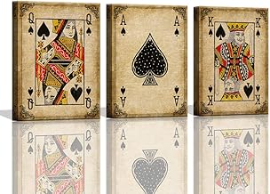 Game Room Decor Poker Ace of Spades Cool Canvas Wall Art for Man Cave Decor Fire Poker Bar Wall Pictures Vintage Game Room Accessories and Decor Masculine Wall Decor 3 Pieces Canvas Art Set Stretched