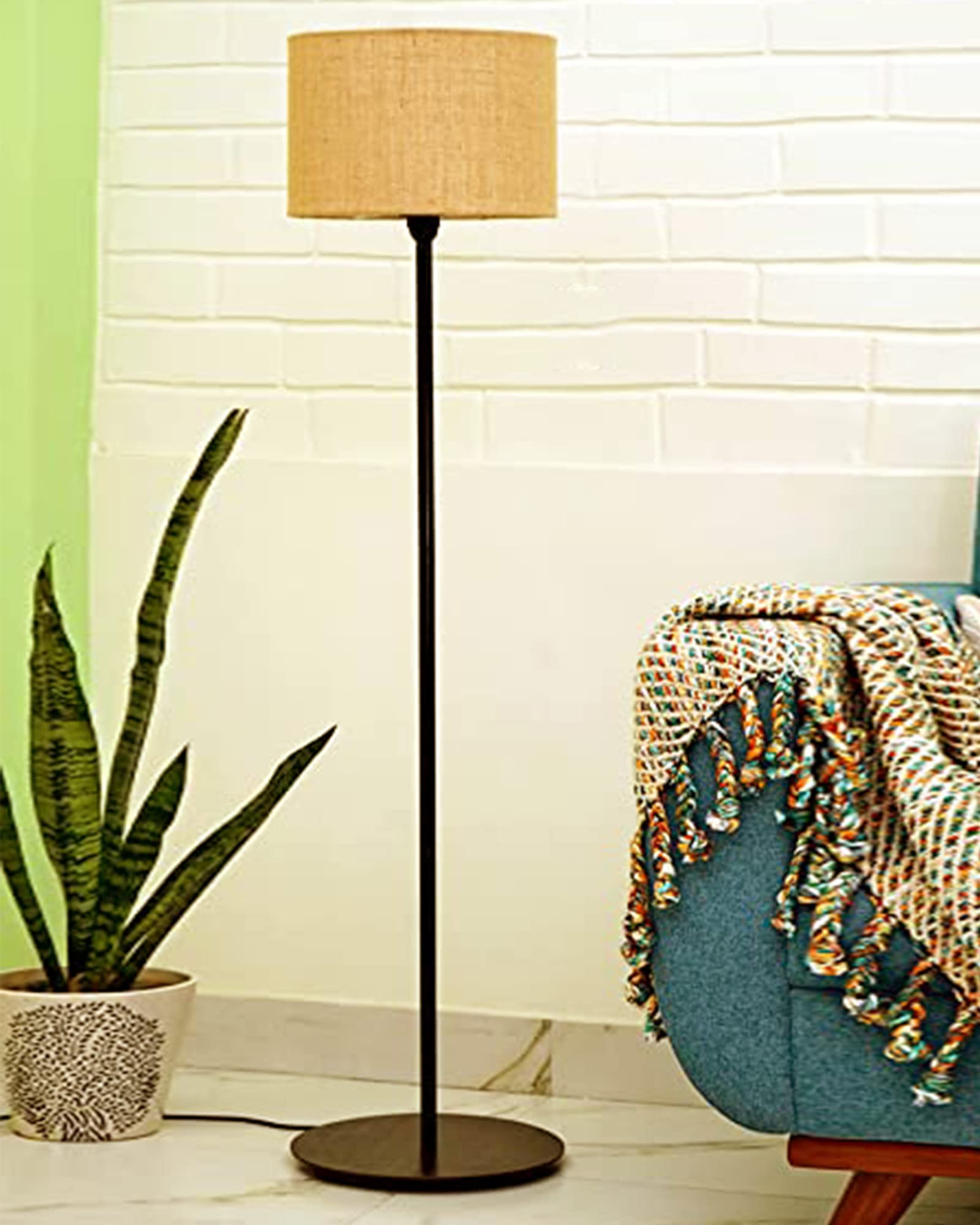Floor Lamp with Wooden Base (Brown)-image-33