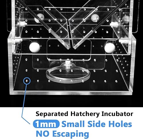 Breeder Box for Fish Tank, Fish Breeder Box for Aquarium, Acrylic Hatchery Incubator Tank with Suction Cups Isolation Box for Baby Fish Shrimp Betta and Guppy (Design to Contain Egg, 4x4x6.5”)