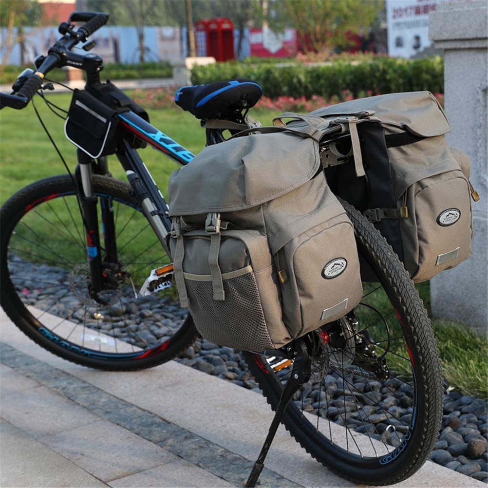 50L Satteltaschen für Fahrrad Gepäckträger Wasserdicht, Double Bike Bag Taschen Einstellbare Große Kapazität Polyester Fahrradtasche Reflektierende Bänder Fahrradgepäckträgertaschen Hinten,Army green