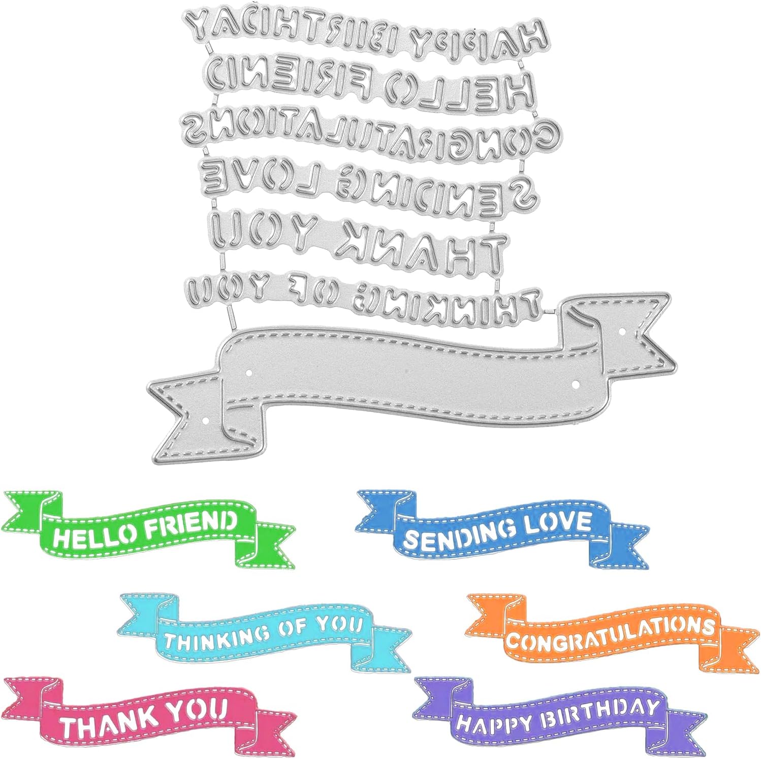 Frame Cutting Dies Layer Frame Net Set, Scrapbooking Die-cuts for Card Making, Paper Craft Punch Template, Art DIY Paper Craft Background Embossing Stencils (Banner Combination-10.5 x 9cm)