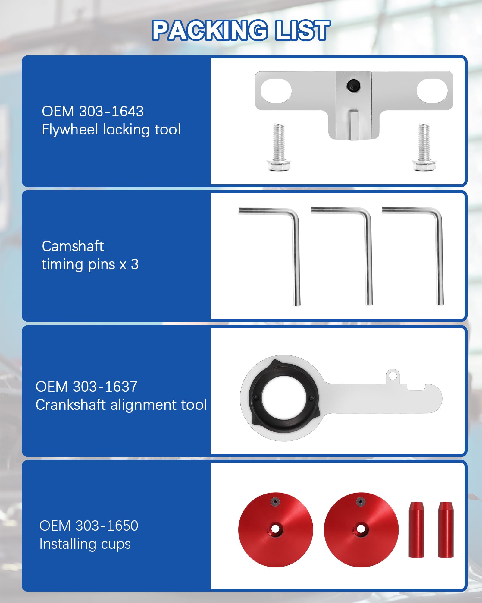 Kit Kfz Motor Zahnriemen Werkzeug für Ford 2.0 EcoBlue, Transit S-Max TDCi Kfz Motor Einstellwerkzeug, Zahnriemensatz 303-1637, 303-1643, 303-1650