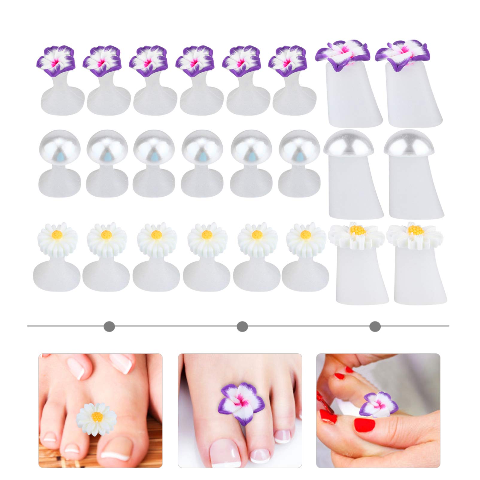 PartyKindom Nail Polish Toe Separators 24 Pack Silicone Toe Spacer for Pedicure Set