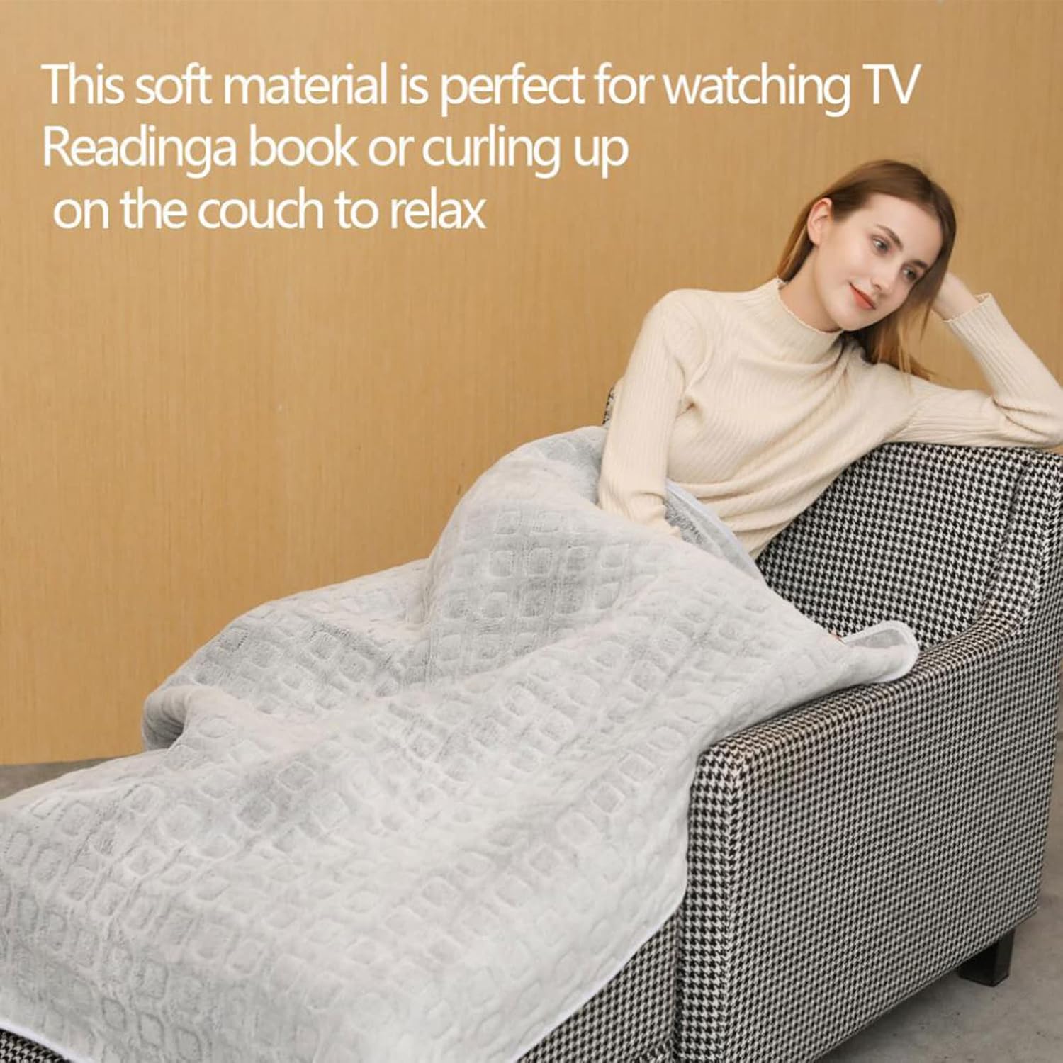 review Electric Heated Blanket - Soft Flannel Electric Blanket, Fast Heating Blanket with 3 Heating Levels & 4 Time Settings, Electric Heated Throw Blanket (59×32 inches)