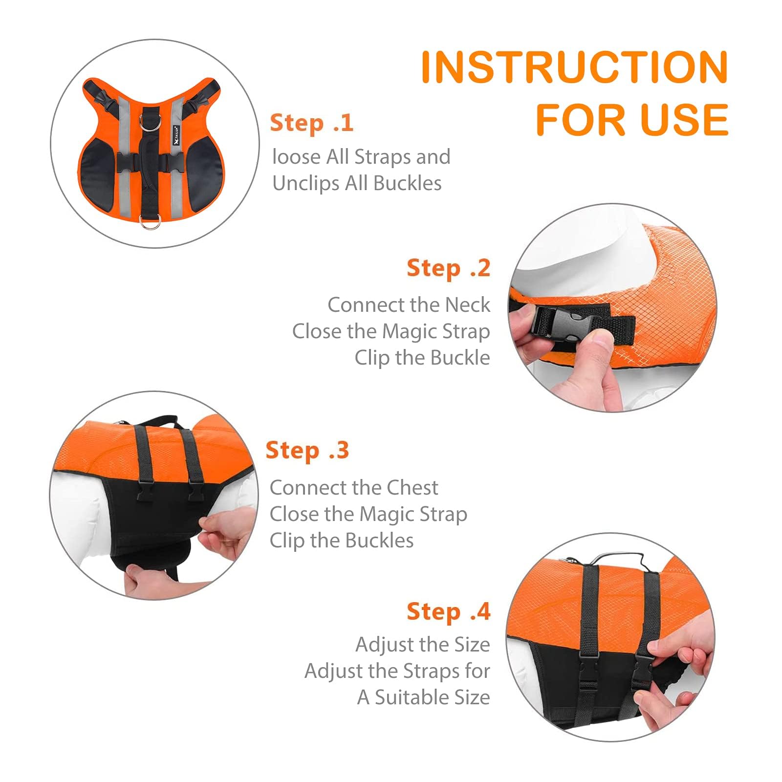 PETCUTE Gilets de Sauvetage pour Chiens,Gilet de Flottaison Chiens Réglable avec Bande Réfléchissante,Gilets de Flottaison pour Animal de Compagnie avec Souple Poignée L
