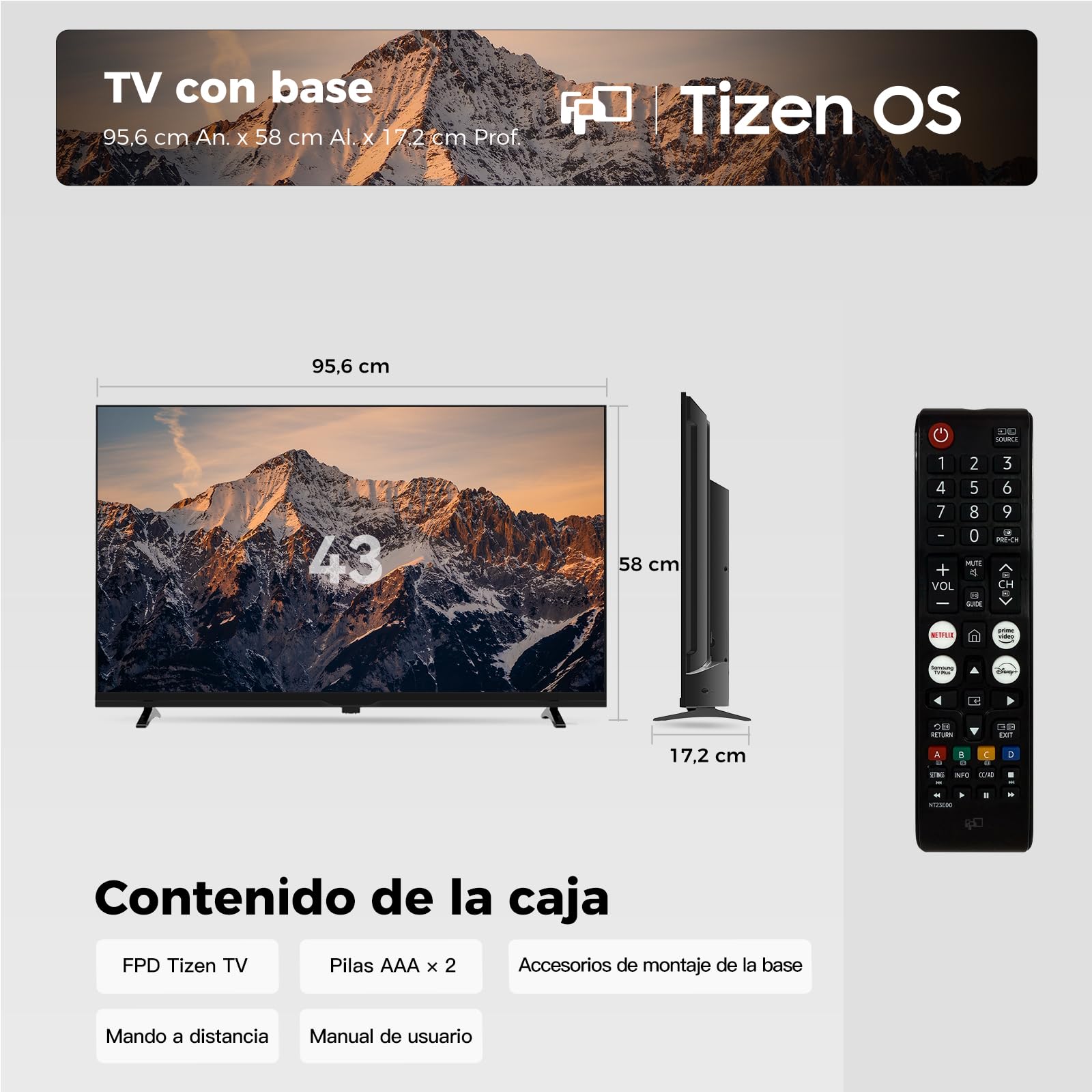 FPD Smart TV 43 Pulgadas Televisor Full HD 1080p Tizen OS Pantalla Plana | 350+ canales gratis Samsung TV Plus, Audio Dolby, HDR10, Gaming Hub juegos en la nube, SmartThings, Miracast
