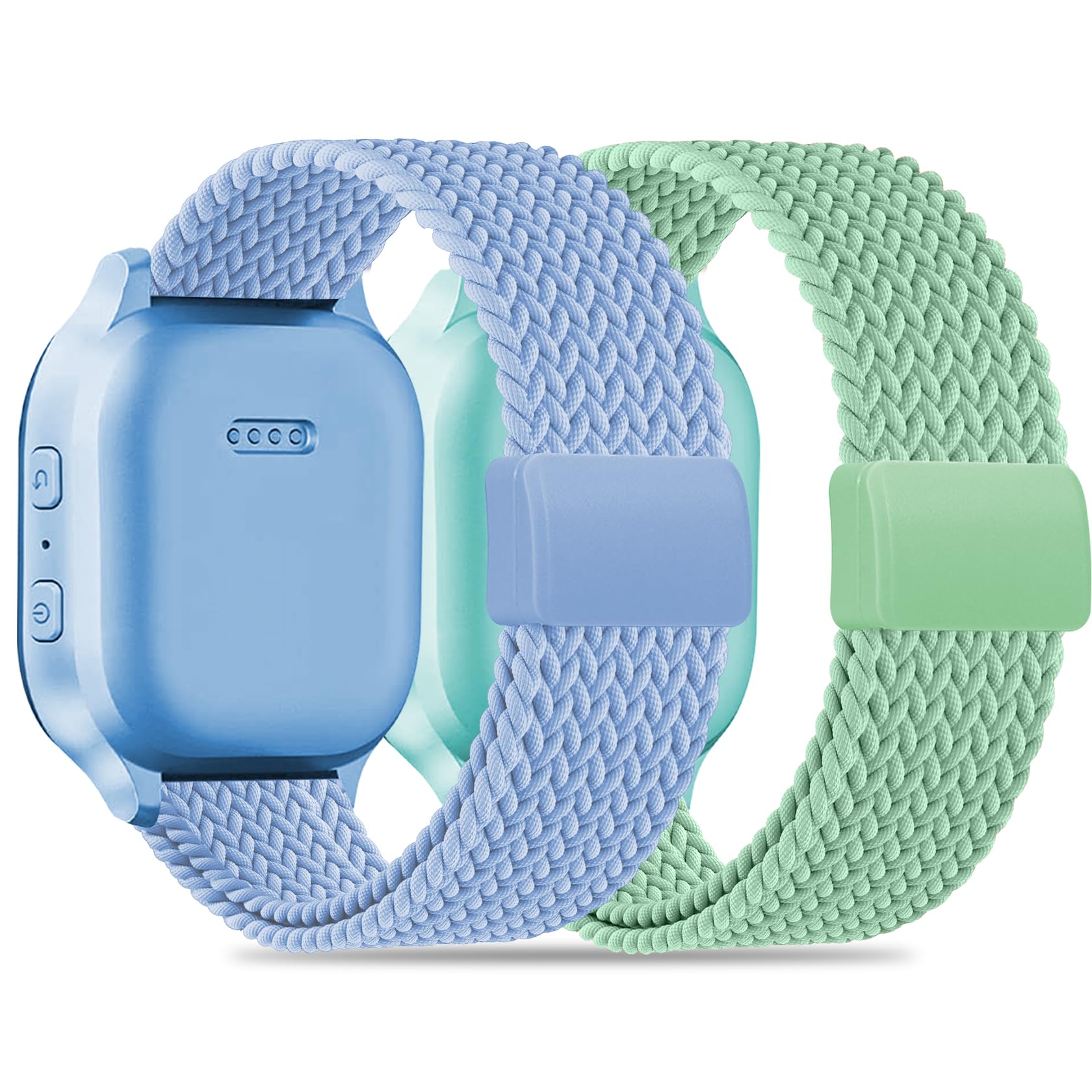 Magnetic Braided Band Compatible with Cosmo JrTrack 5/4/3/2 SE/2/JrTrack &amp; Gizmo Adventrue 3 3 2 1/Gabb 3e 3 2 1/SyncUP Watch 2 1, 2 Pack Soft Breathable Strap Easy Buckle for Small Wrist