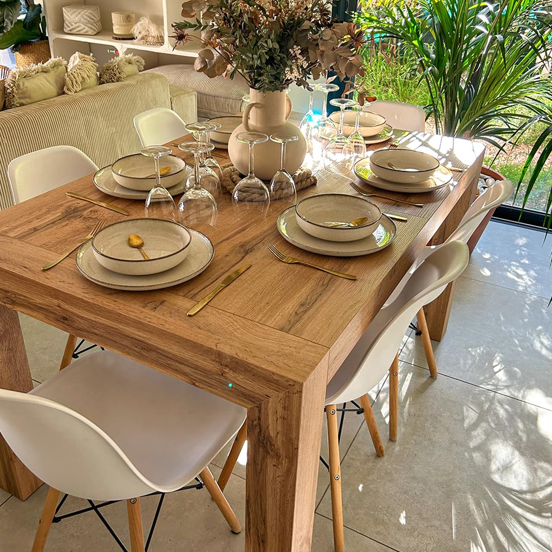 Mobili Fiver, Tavolo Allungabile Moderno, Iacopo, 140(220) x90 cm, Rovere Rustico, per 6-10 persone, Tavolo Cucina, Soggiorno, Made in Italy