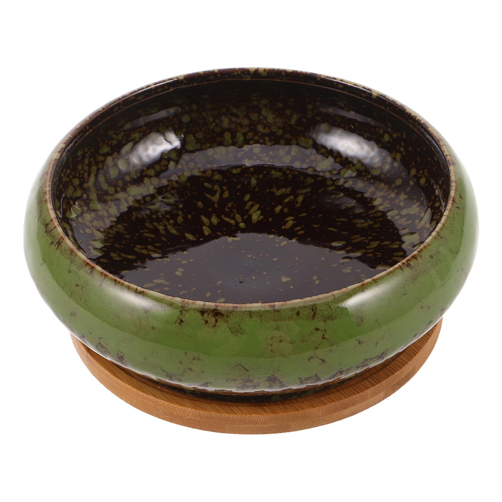 Ceramiczny Doniczka Sukulentów z Płytką Konstrukcją i Drewnianą Podstawką Idealna Donica Do Kaktusów i Kwiatów Do Użytku Wewnętrznego i Zewnętrznego Optymalna Małe Przestrzenie