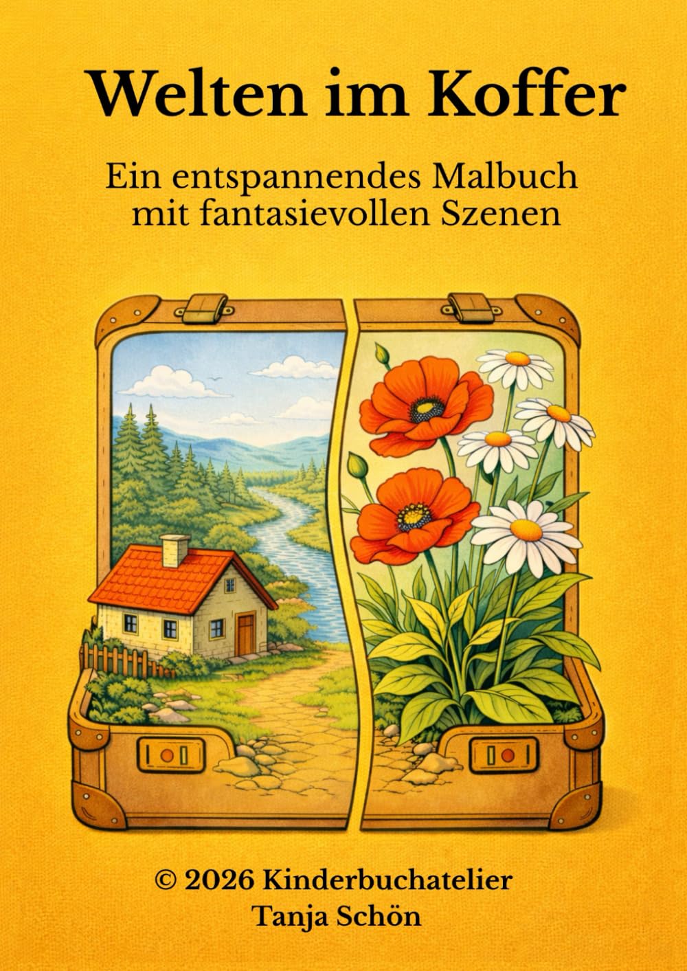 Welten im Koffer – Entspannendes Malbuch für Erwachsene: Ein entspannendes Malbuch für Erwachsene mit Landschaften, Blumen und ruhigen Szenen – Stress abbauen, Achtsamkeit fördern, kreativ entspannen