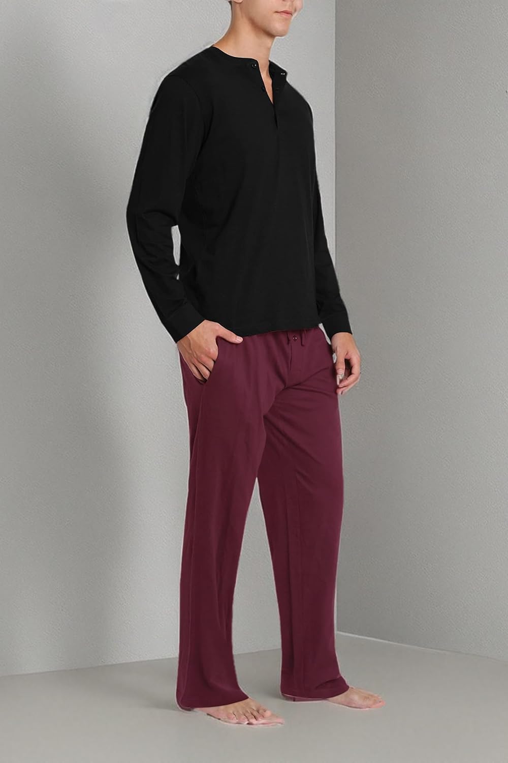 Men’s Pajama Set – Breathable Long Sleeve Shirt & Soft Cotton Lounge Pants – Year-Round Sleepwear - Image 7