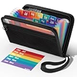 Small Receipt Coupon Organizer, A6 Size 12 Pockets Accordion File Organizer, 8X5.3 Inches, Zipper Closure