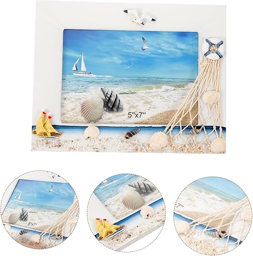 Miniatura 4 de VOSAREA 4 Pcs Photo Frame Ocean Themed Picture Frames Beach Themed Decoration Decoraciones Para Salas De Casa Beach Picture Frames Collage Picture