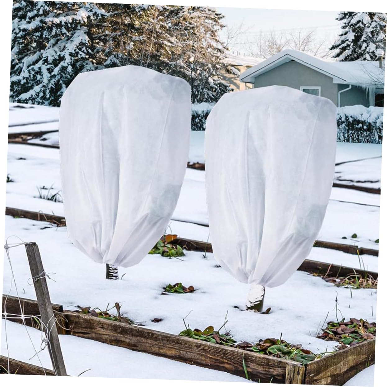 Hemobllo Copertura per Piante Antigelo Grande Non Tessuto 2 Pezzi | Protezione Invernale per Esterno, Bianco, Traspirante, per Cestini Sospesi e Pomodori