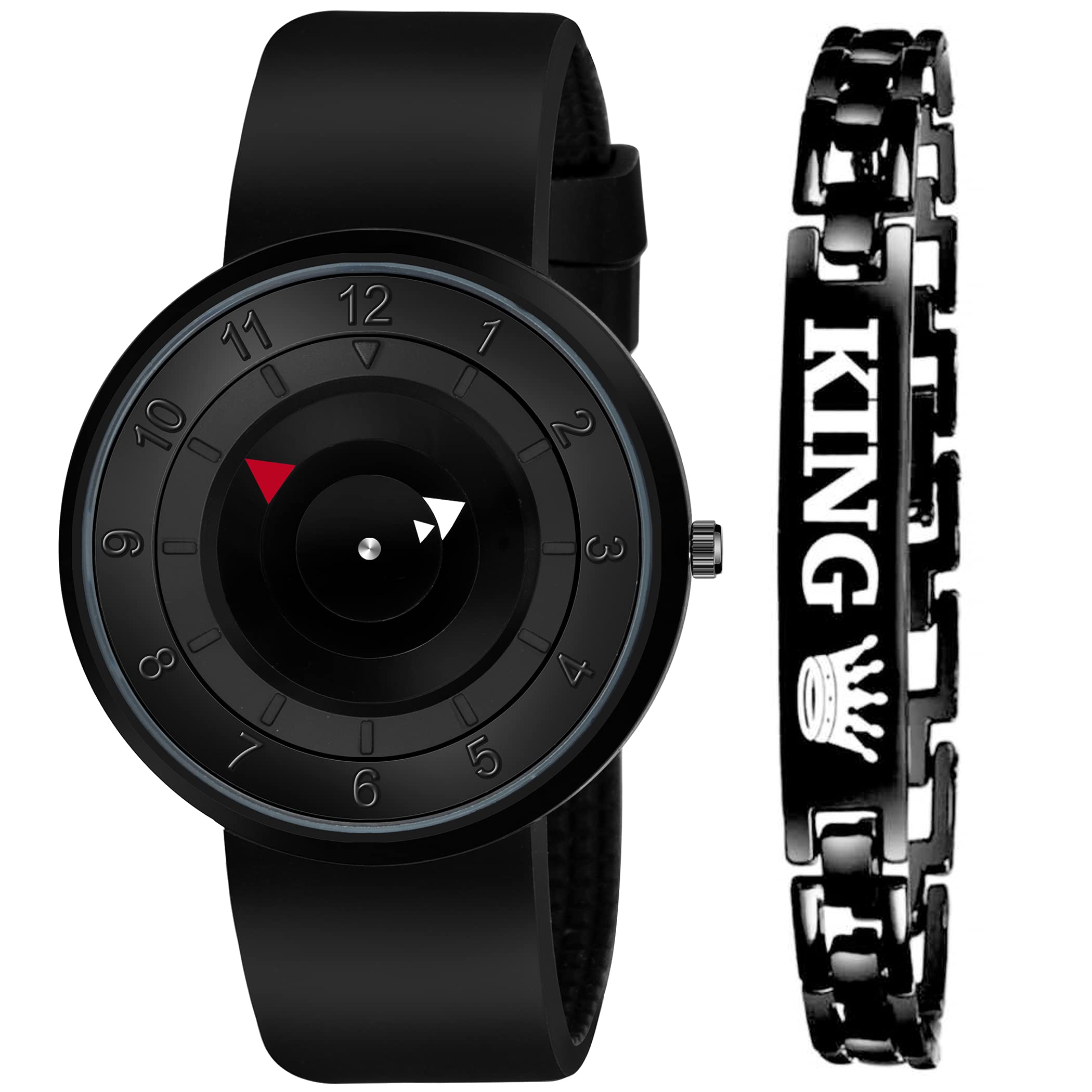 FROZIL Analog Arraw Dial Full Black Stainless Steel Case Watch with King Bracelet for Mens Watch for Boys Pack of 2 (B09CZ71N4Y) Amazon Price History, Amazon Price Tracker