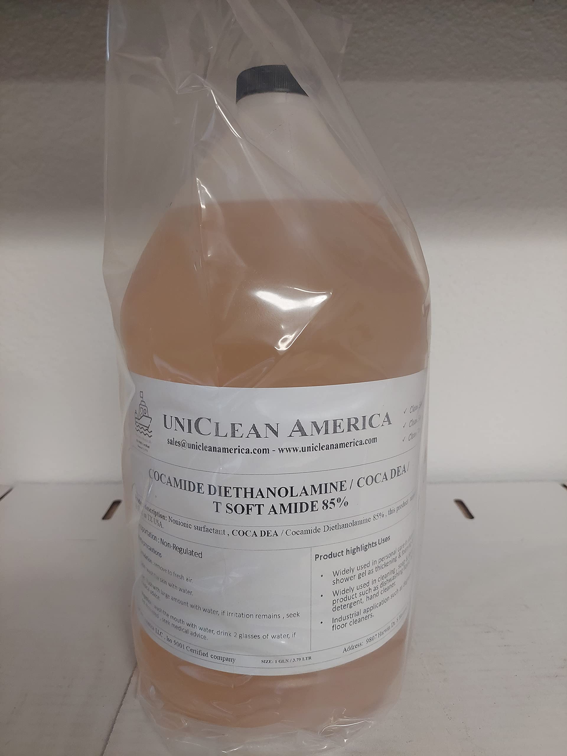 Cocamide Diethanolamine - COCA DEA - Cocamide DEA 85% - UniClean America - Made in USA - Size: 64 fl oz
