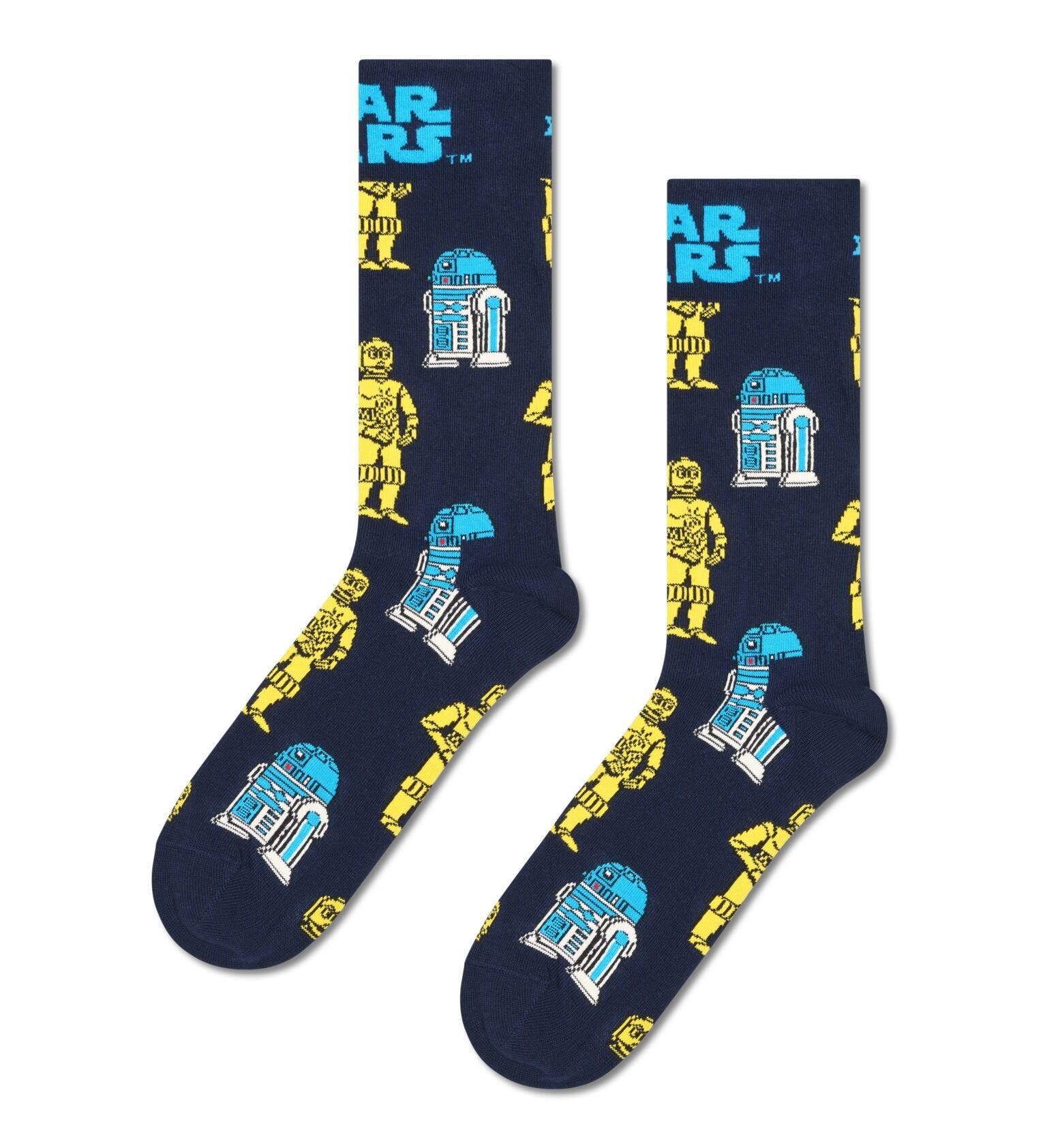 Happy Socks x Star Wars - Skarpetki Zestaw 3 Skarpetek w Pudełku Prezentowym dla Wielkich Fanów Gwiezdnych Wojen - z Wzorami Yody i Dartha Vadera