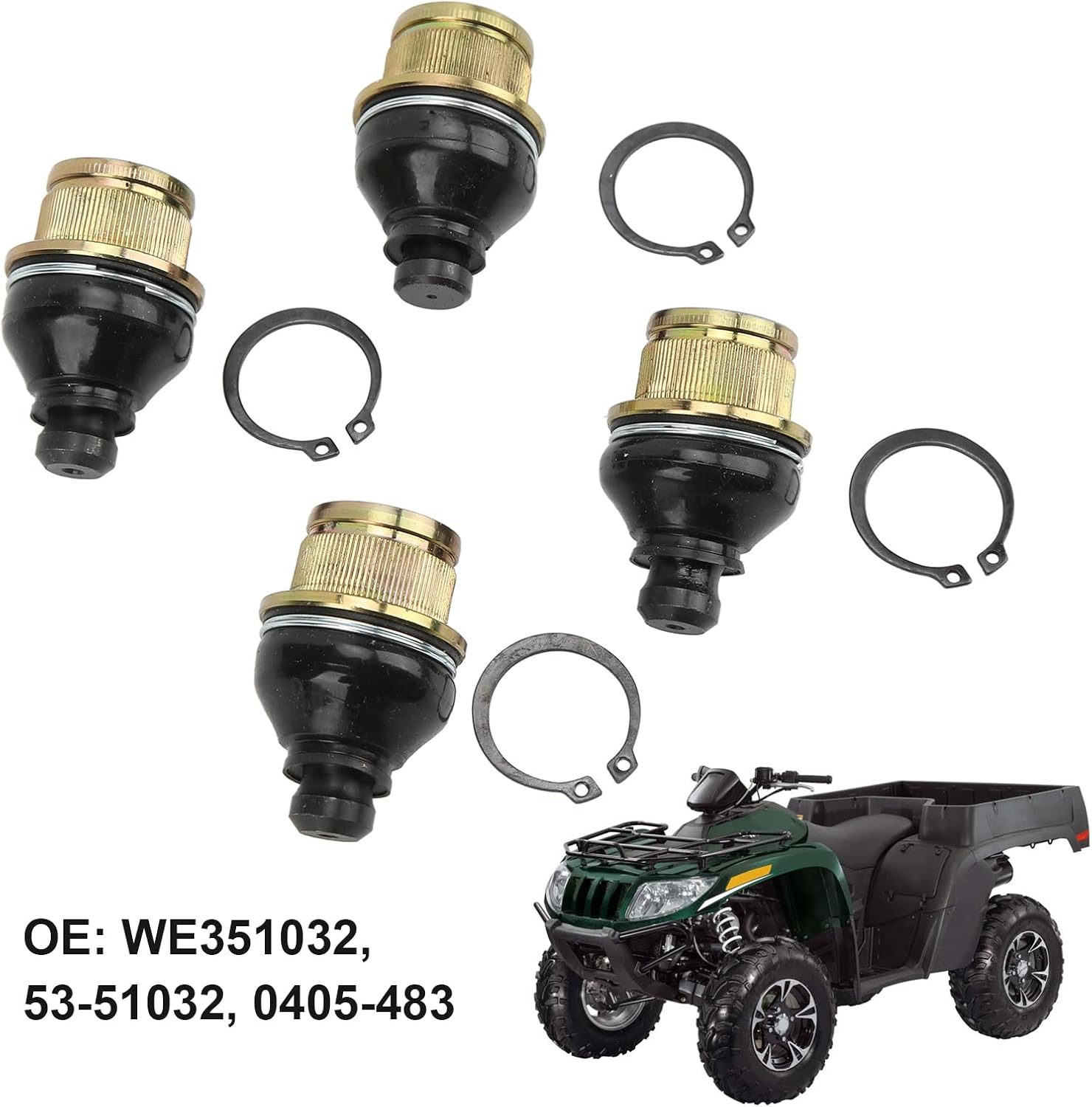 ATV Ball Joint,4Pcs Arctic Cat Ball Joints Ball Joint for Arctic Cat 0405-483 Automotive Replacement Suspension Ball Joints WE351032 CR Flexible Replacement 250 300 350 375 400 425