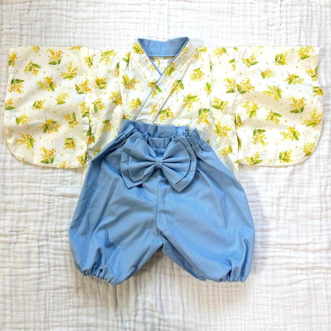 あちゃも様専用】ベビー袴 ハンドメイド ホワイトダリア×ボルドー