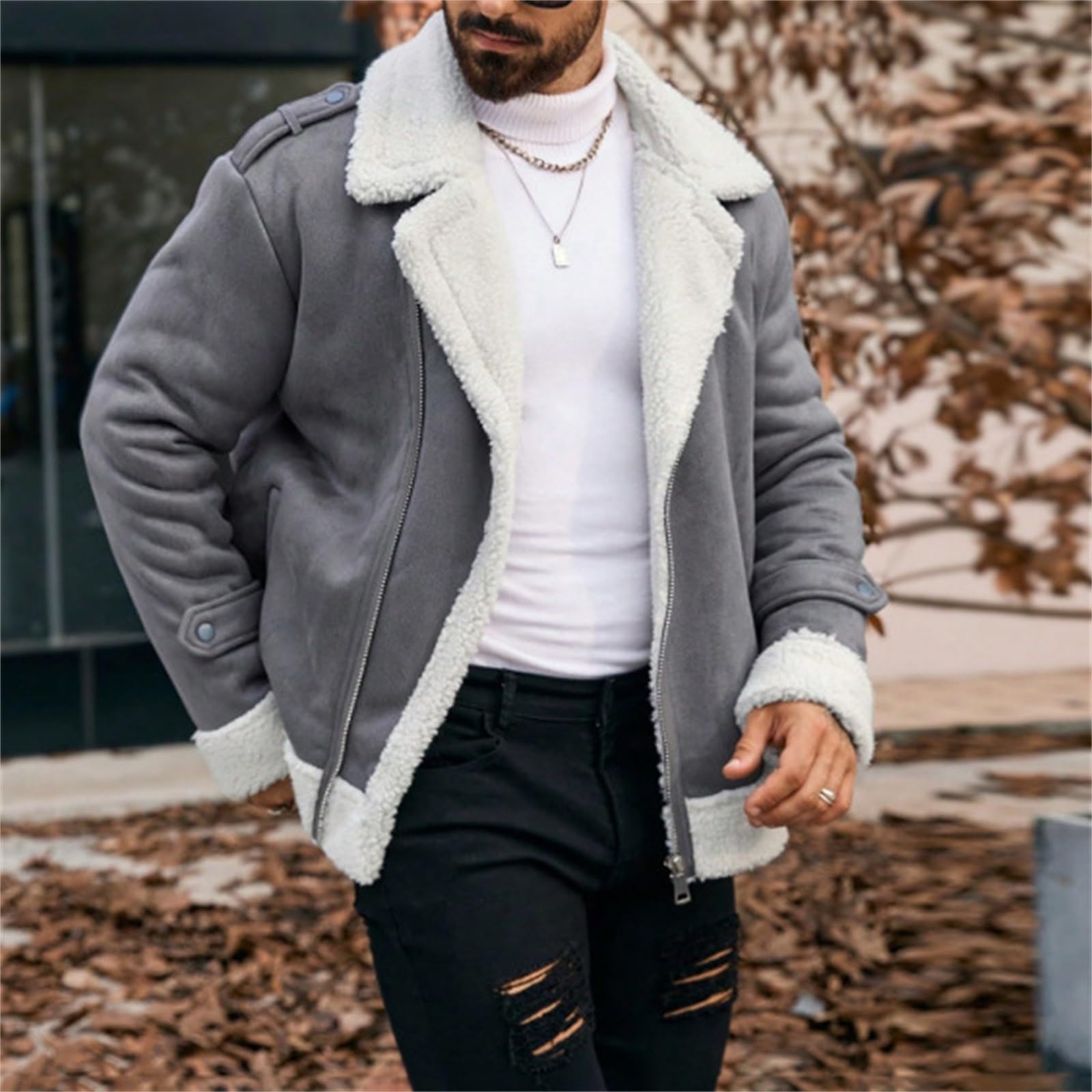 Chaqueta de invierno para hombre, estilo vintage, forro polar con