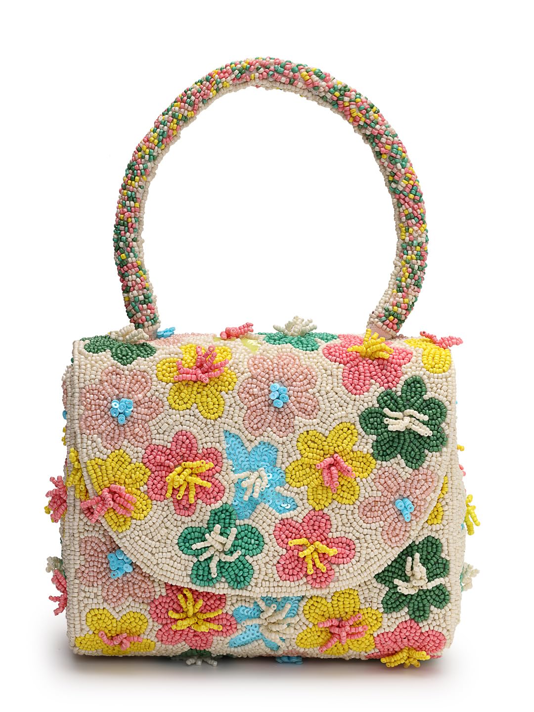 anekaant Petal Posh Canvas Floral Motif Beaded Clutch for Women | Wedding & Festive Purse-picture-21