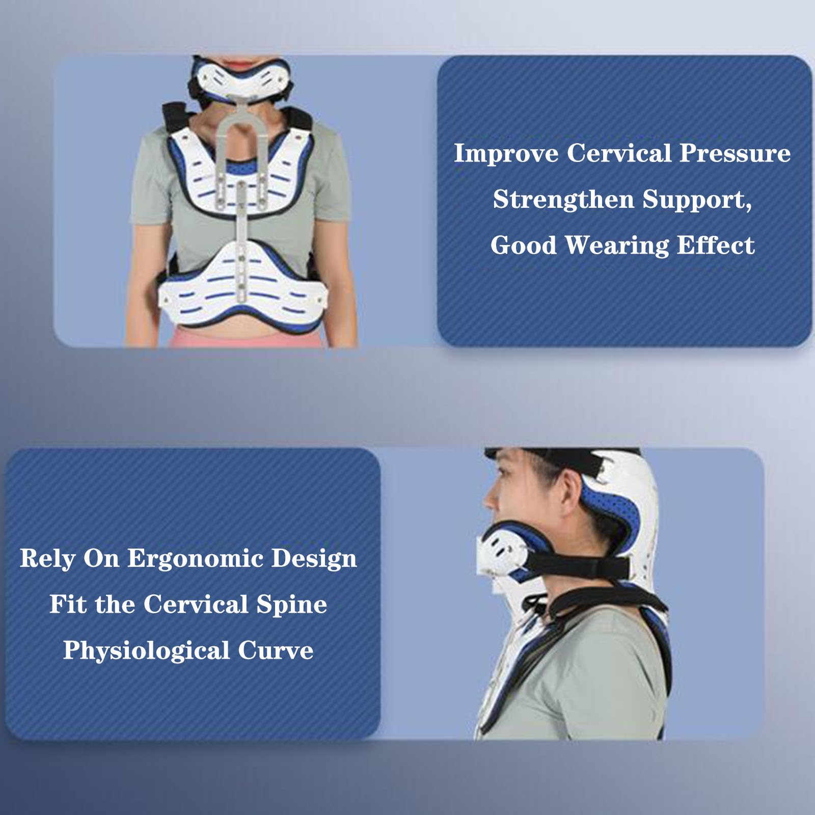 SFKLYU Ortesis Cervical Torácica Halo Brace Collar Cervical Ajustable Ortesis Diseño Abierto Ortesis Cervical Torácica Brace para Alivia el Dolor y la Presión en la Columna Vertebral