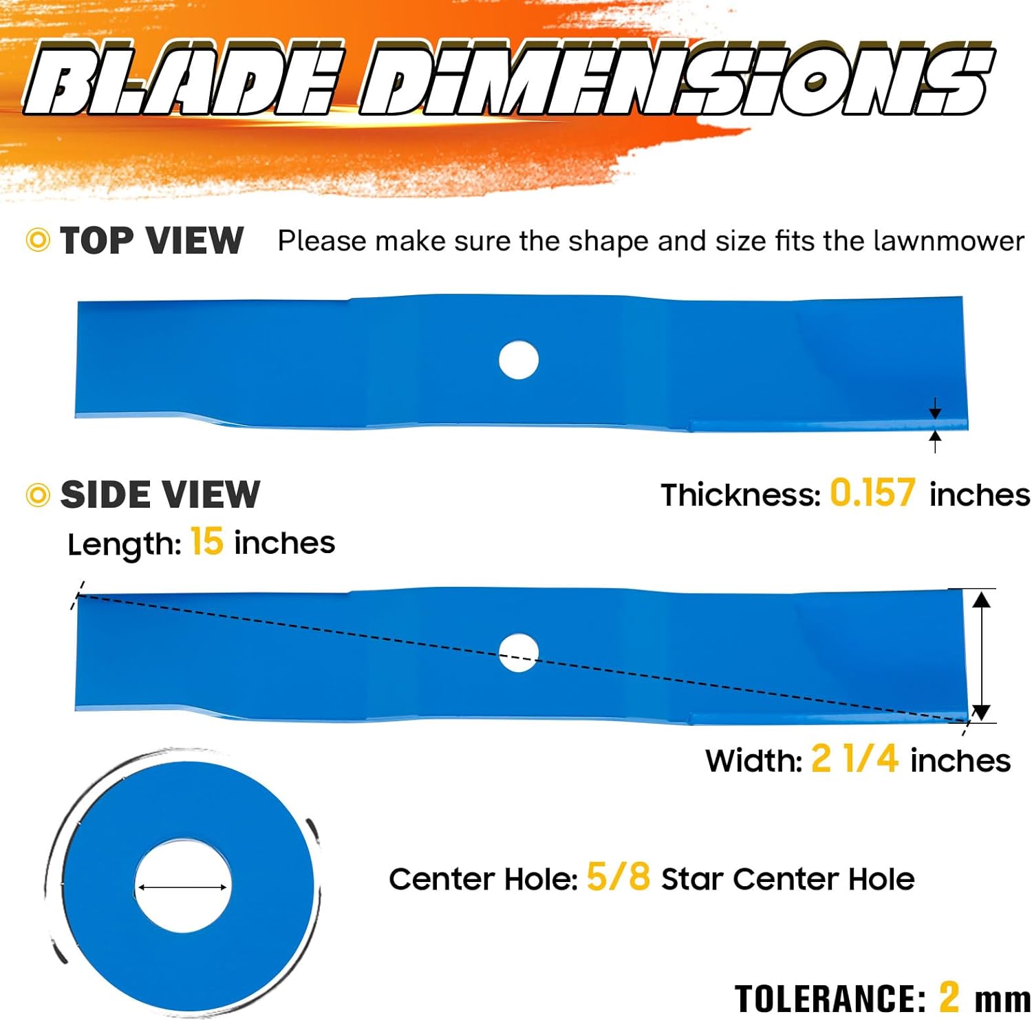 04769800 42" High Lift Blades for Ariens 42 inch Deck Zero-Turn Mower Ikon-X 42 Ikon-XL 42 Ikon-XL 42CE XD X42CE XL42 ZTX ZTXL 42 2-in-1 Mower Blade 47698/3 Pack, Blue