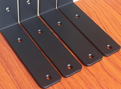 Miniatura 211 de Paquete de 4 soportes en L para estante, 8 pulg. largo x 6 pulg. alto x 1.5 pulg. ancho, grosor 03/64 pulg., soporte de hierro, metal, industrial