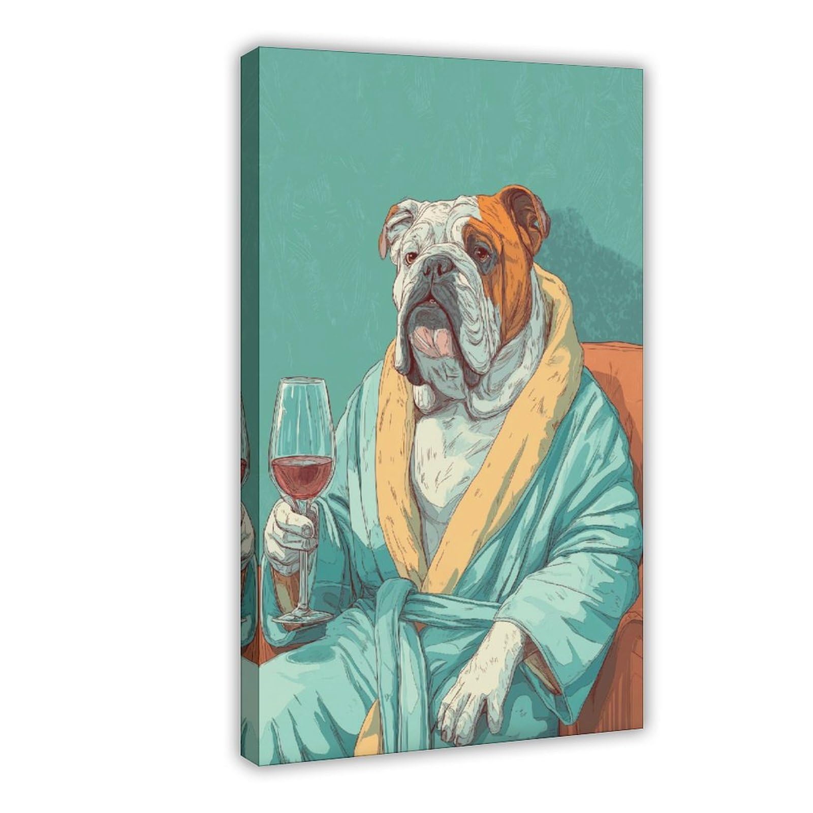 MRYCQ Wine Bulldog Poster Canvas Poster for Office Decor Gift