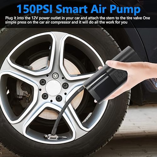 Miniatura 3 de Portable Air Compressor for Car Tires Fast Cordless Tire Inflator Car Air Pump 12V Real 150PSI 6000mAh Electric Car Tire Pump with Emergency Light