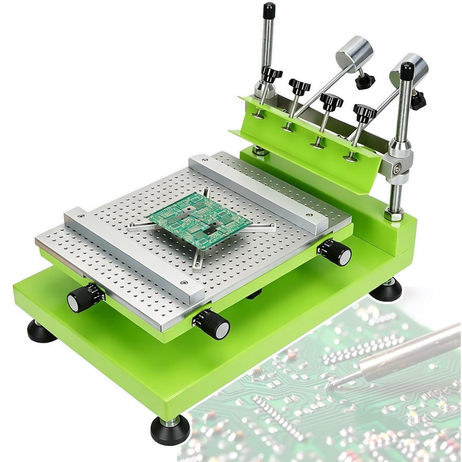 Ręczna drukarka pasty lutowniczej, precyzyjna drukarka szablonowa do produkcji PCB, regulowana wysokość, obszar drukowania 300 x 400 mm