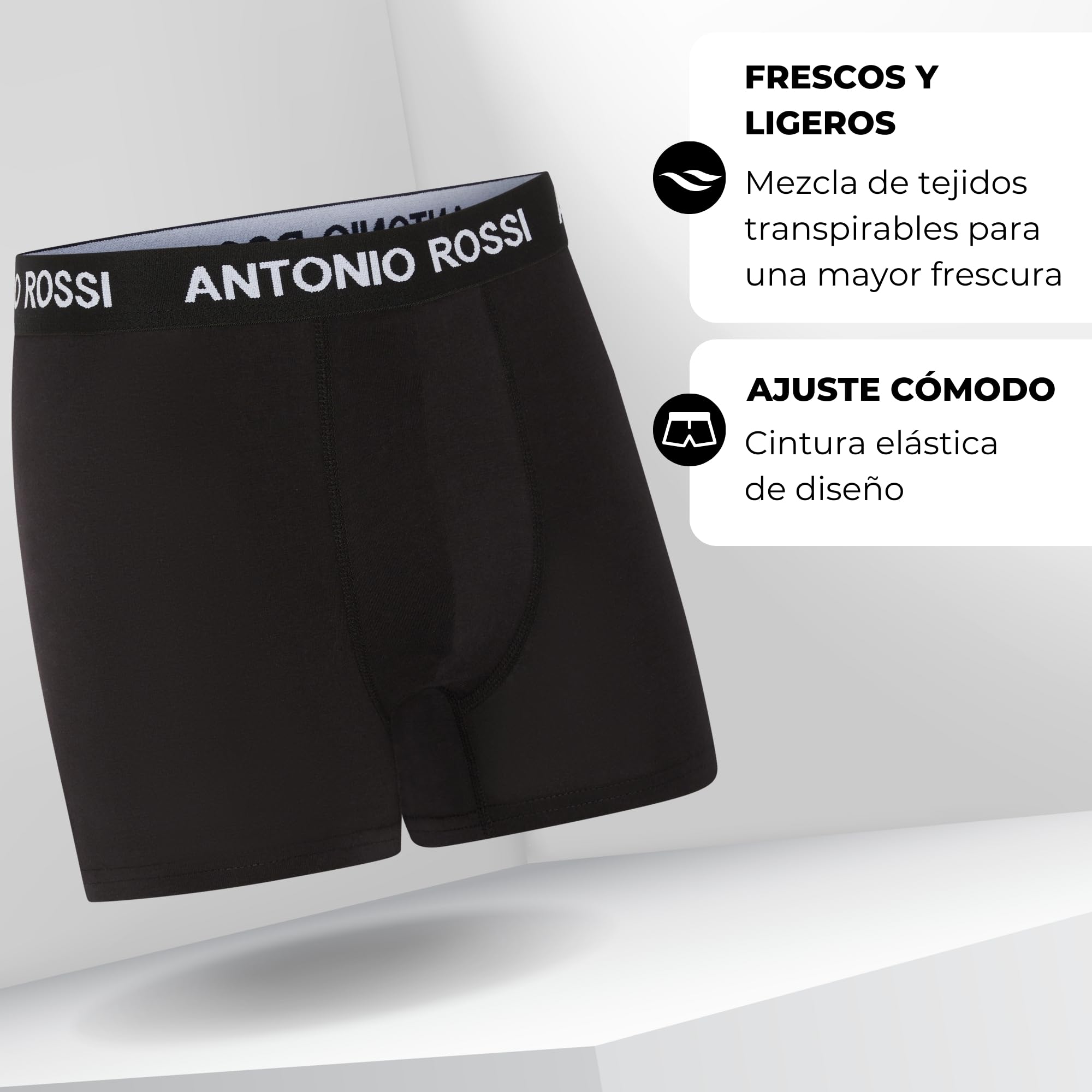 Antonio Rossi Paquete de 12 Boxers Ajustados para Hombre - Calzoncillos Tipo bóxer para Hombre con Cintura elástica