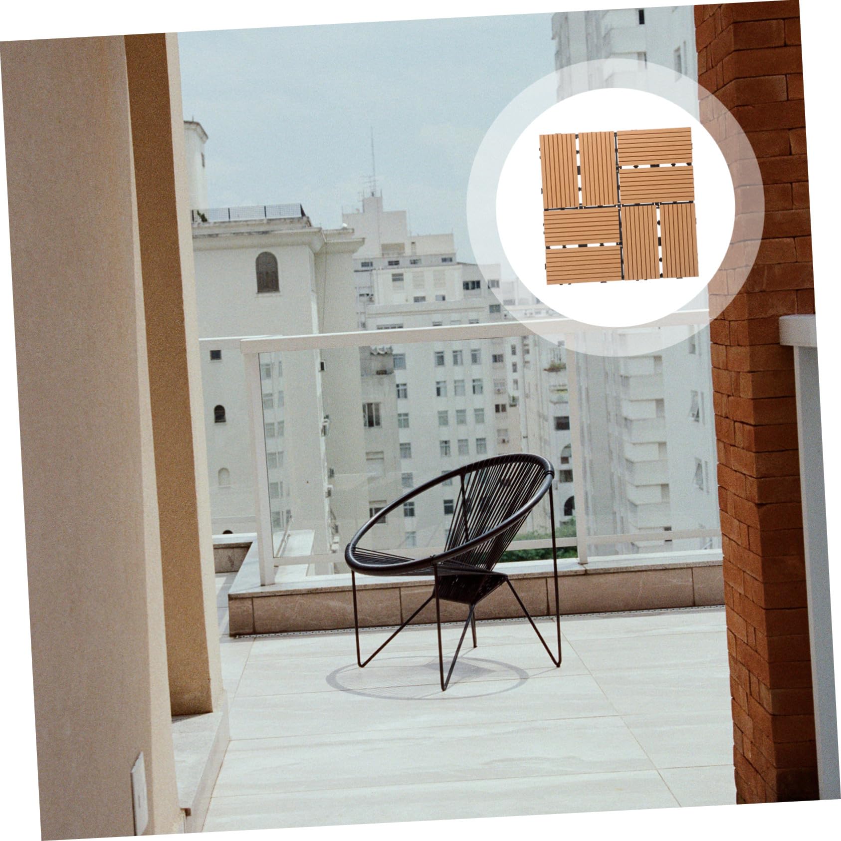 Baldosas Entrelazadas de Madera Plástica para Terraza Exterior