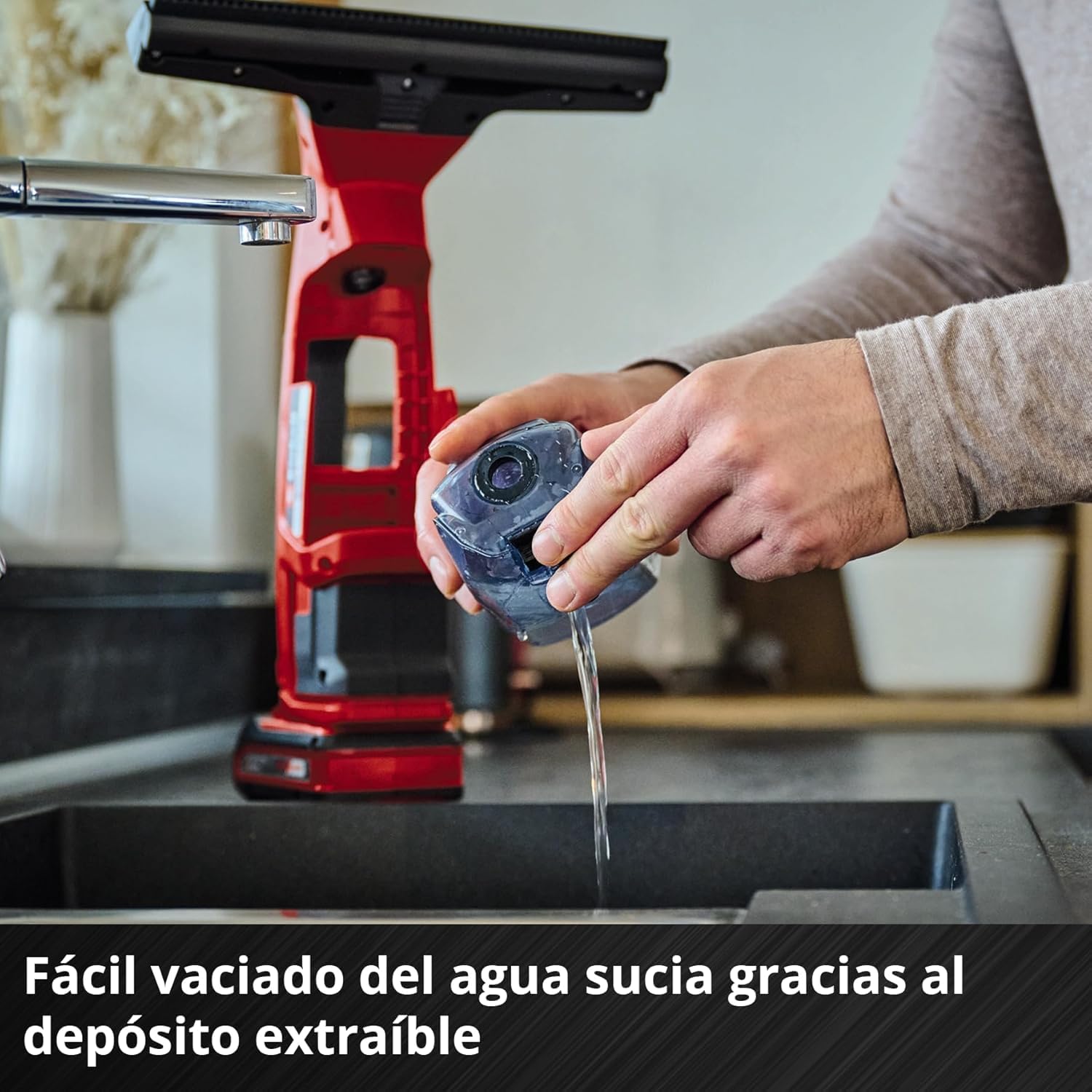 Einhell Limpiacristales con batería BRILLIANTO Power X-Change (18 V, Boquilla de aspiración de 28 cm de Longitud, Limpieza sin Tiras, Incl. pulverizador con paño de microfibras, sin batería)