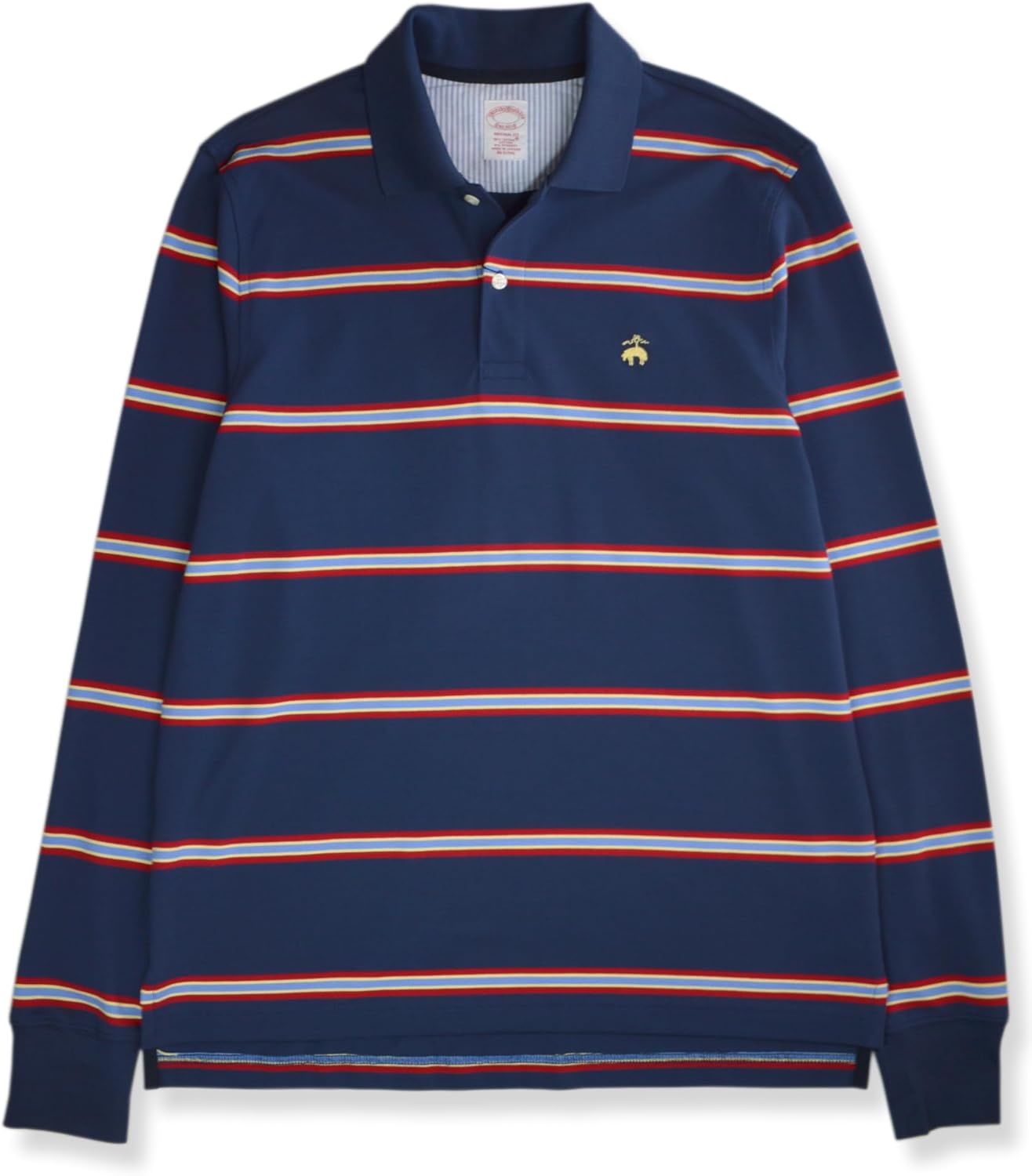 Brooks Brothers Mens Original Fit Supima Cotton Blend Striped Long Sleeve Polo Shirt,