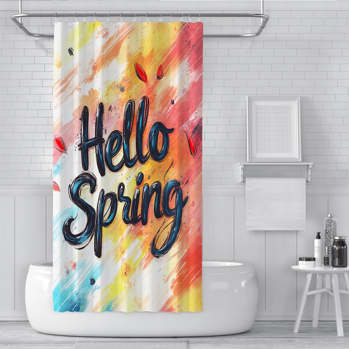 Bunter Tintenspritzer Kunstzitat-Duschvorhang W220xL180 cm